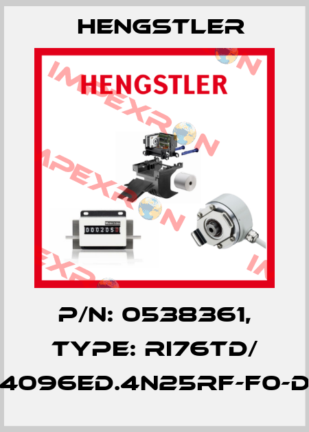 p/n: 0538361, Type: RI76TD/ 4096ED.4N25RF-F0-D Hengstler