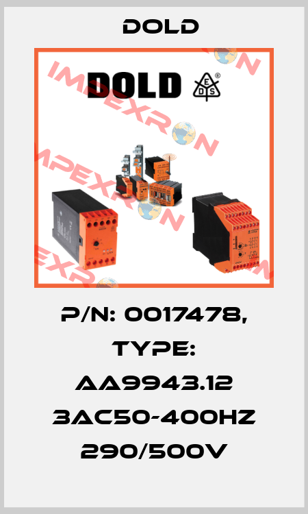 p/n: 0017478, Type: AA9943.12 3AC50-400HZ 290/500V Dold