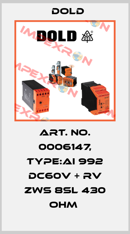 Art. No. 0006147, Type:AI 992 DC60V + RV ZWS 8SL 430 OHM  Dold