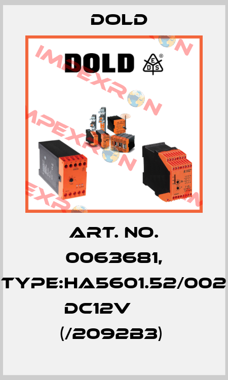 Art. No. 0063681, Type:HA5601.52/002 DC12V       (/2092B3)  Dold