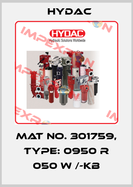 Mat No. 301759, Type: 0950 R 050 W /-KB Hydac