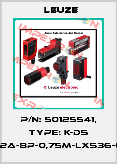 p/n: 50125541, Type: K-DS M12A-8P-0,75m-LxS36-CP Leuze