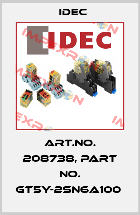 Art.No. 208738, Part No. GT5Y-2SN6A100  Idec