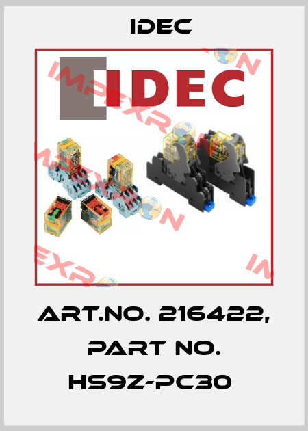 Art.No. 216422, Part No. HS9Z-PC30  Idec