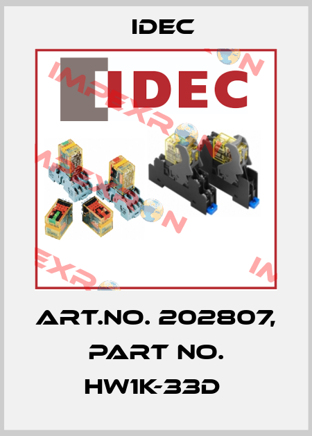 Art.No. 202807, Part No. HW1K-33D  Idec