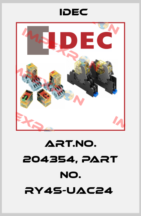 Art.No. 204354, Part No. RY4S-UAC24  Idec