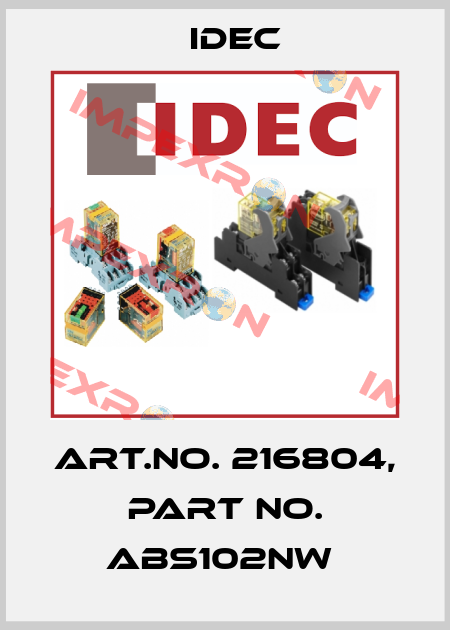 Art.No. 216804, Part No. ABS102NW  Idec
