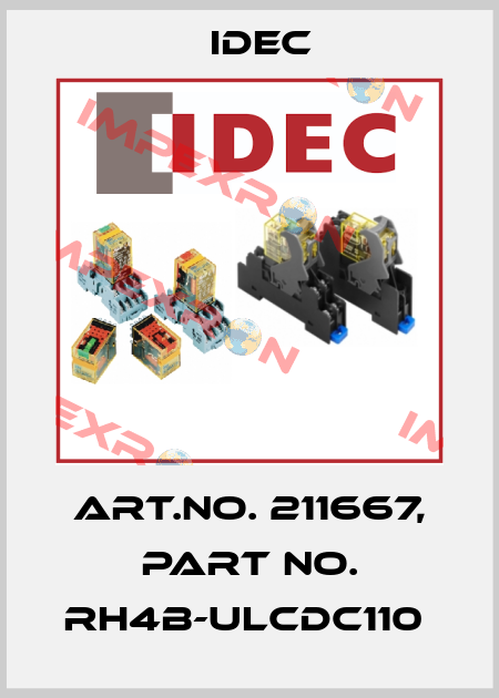 Art.No. 211667, Part No. RH4B-ULCDC110  Idec