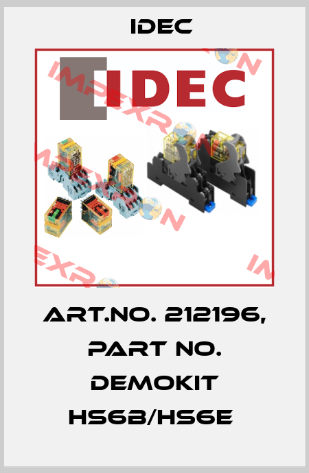 Art.No. 212196, Part No. Demokit HS6B/HS6E  Idec