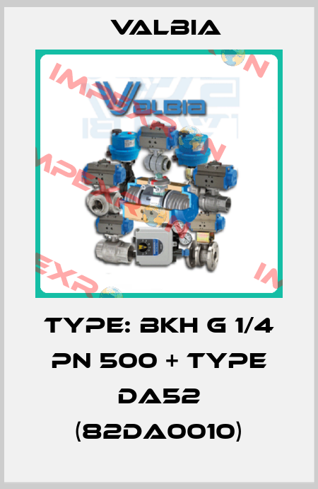 Type: BKH G 1/4 PN 500 + TYPE DA52 (82DA0010) Valbia