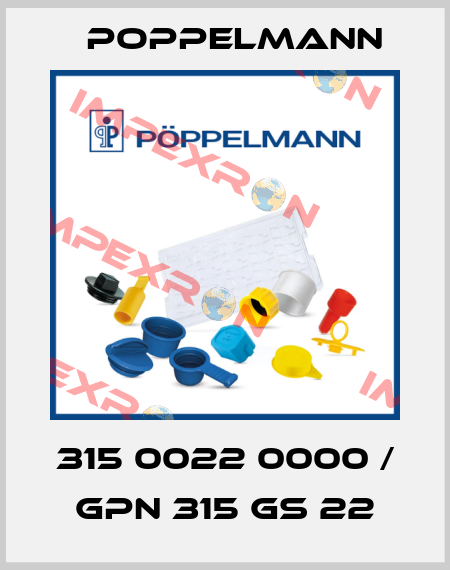 315 0022 0000 / GPN 315 GS 22 Poppelmann