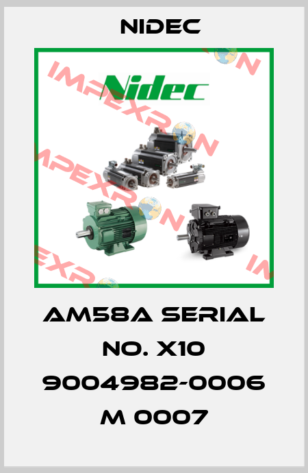 AM58A Serial No. X10 9004982-0006 M 0007 Nidec