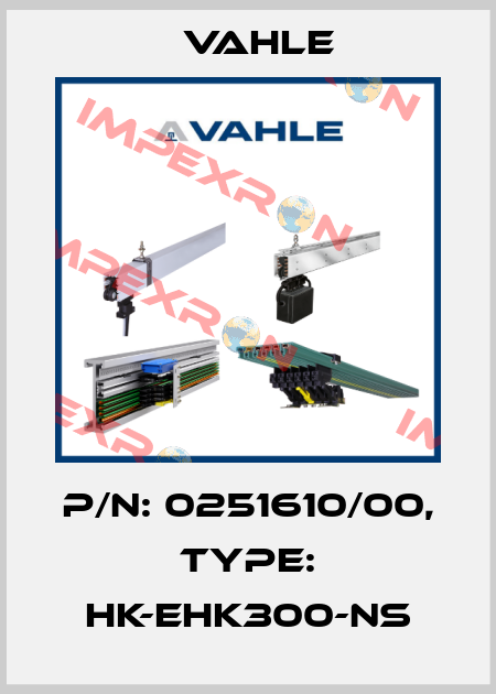 P/n: 0251610/00, Type: HK-EHK300-NS Vahle