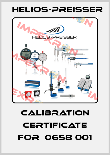 calibration certificate for  0658 001 Helios-Preisser
