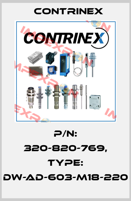 p/n: 320-820-769, Type: DW-AD-603-M18-220 Contrinex