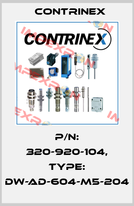 p/n: 320-920-104, Type: DW-AD-604-M5-204 Contrinex