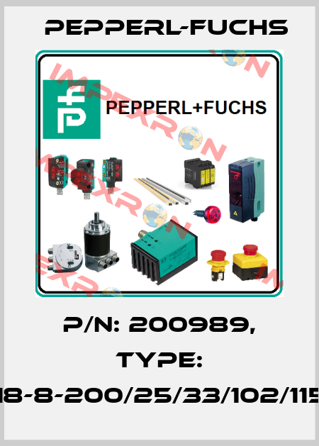 p/n: 200989, Type: GLV18-8-200/25/33/102/115-5M Pepperl-Fuchs