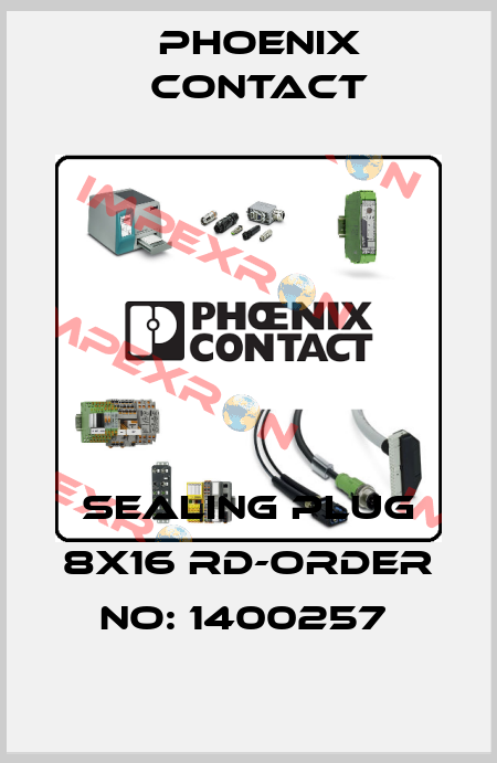SEALING PLUG 8X16 RD-ORDER NO: 1400257  Phoenix Contact