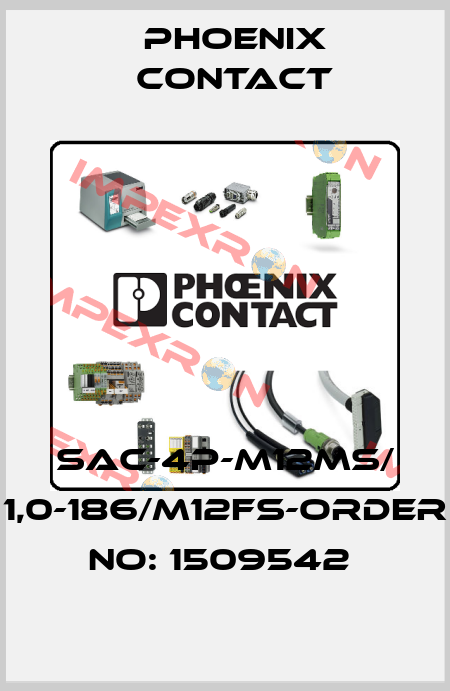 SAC-4P-M12MS/ 1,0-186/M12FS-ORDER NO: 1509542  Phoenix Contact