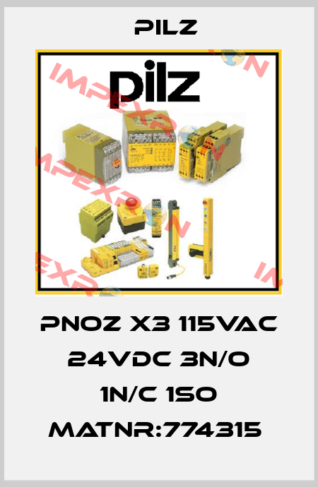 PNOZ X3 115VAC 24VDC 3n/o 1n/c 1so MatNr:774315  Pilz