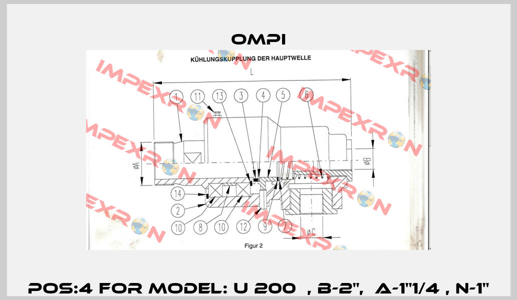 Pos:4 for Model: U 200  , B-2",  A-1"1/4 , N-1" OMPI
