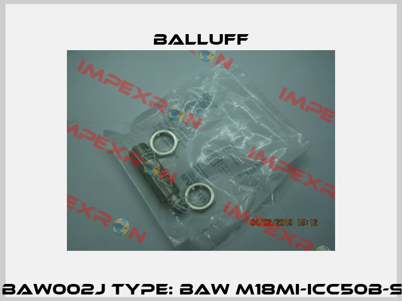 P/N: BAW002J Type: BAW M18MI-ICC50B-S04G Balluff