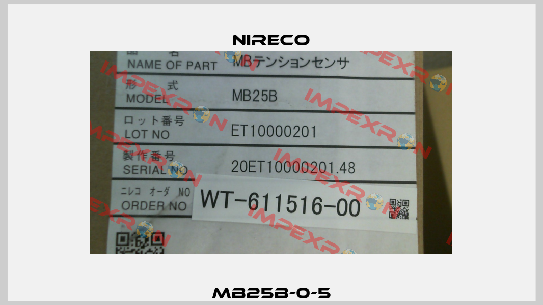MB25B-0-5 Nireco